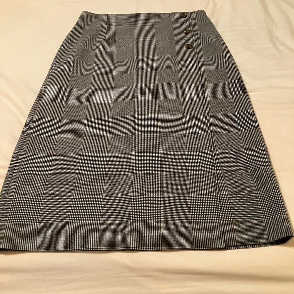 Christopher & Banks Brown Checkered Pencil Skirt